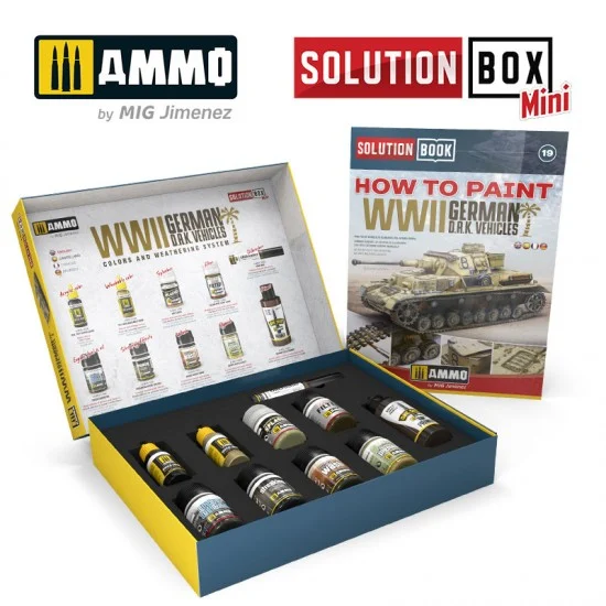 AMMO by Mig Jimenez 7902 Solution Box Mini - WWII German DAK Vehicles Colours and Weathering System