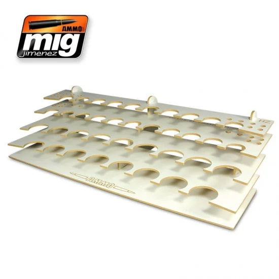 AMMO by Mig Jimenez 8001 Workbench Organizer for Paint Jars and Brushes (14.5cm x 9.5cm x 40cm) - Hobby & Model Paints
