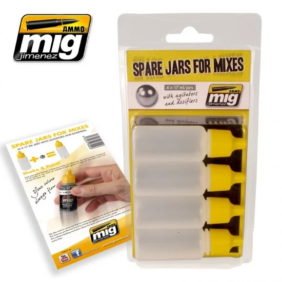 AMMO by Mig Jimenez 8004 Spare Jars for Mixes (4 x 17ml) - Hobby & Model Paints