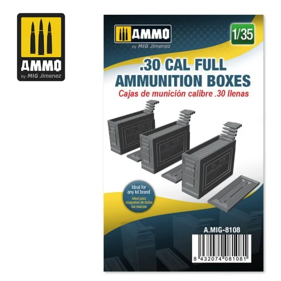 AMMO by Mig Jimenez 8108 1/35 .30 cal Full Ammunition Boxes - Military Vehicles & Tanks