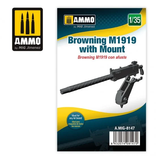 AMMO by Mig Jimenez 8147 1/35 Browning M1919 with Mount Resin Kit - Military Vehicles & Tanks