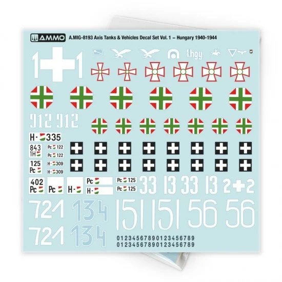 AMMO by Mig Jimenez 8193 1/35 Axis Tanks and Vehicles Decal Set Vol. 1 - Hungary 1940-1944