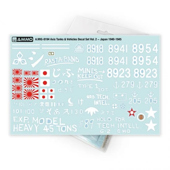 AMMO by Mig Jimenez 8194 1/35 Axis Tanks and Vehicles Decal Set Vol. 2 - Japan 1940-1945