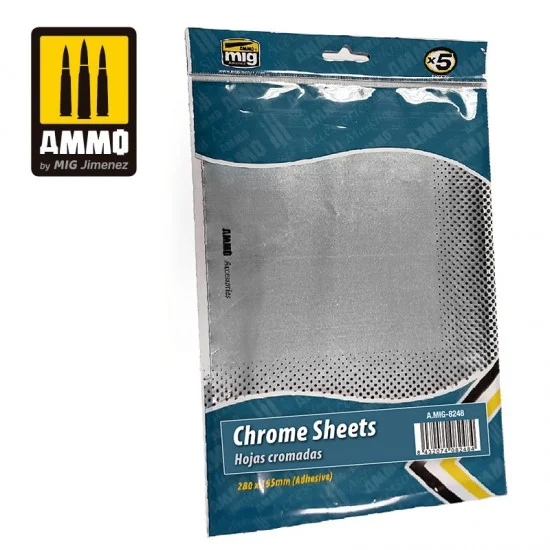 AMMO by Mig Jimenez 8248 Self-adhesive Chrome Sheets (280x195mm, 5pcs)