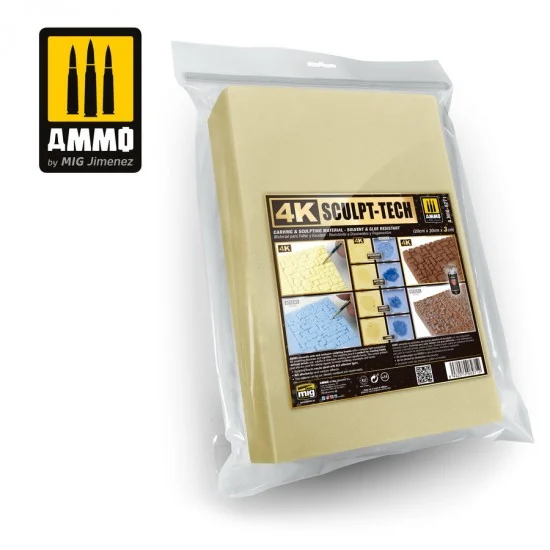AMMO by Mig Jimenez 8271 Carving & Sculpting Material 4K Sculp-Tech (20cm x 30cm x 3cm)