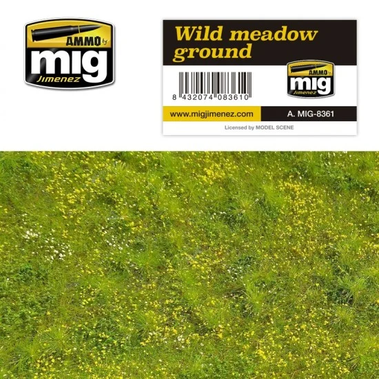 AMMO by Mig Jimenez 8361 Realistic Ground Mat - Wild Meadow Ground (Dimensions: 230 x 130 mm)