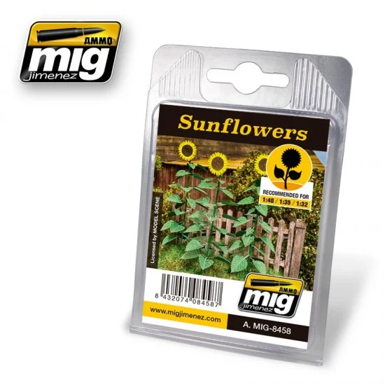 AMMO by Mig Jimenez 8458 Realistic Sunflowers for 1/32, 1/35, 1/48 scales Diorama (Laser-Cut)