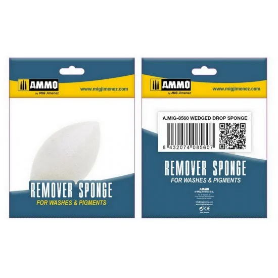 AMMO by Mig Jimenez 8560 Wedged Drop Remover Sponge for Washes & Pigments - Hobby & Model Paints