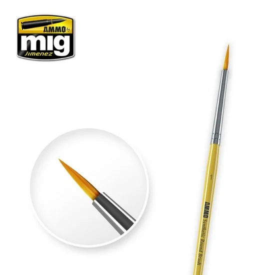 AMMO by Mig Jimenez 8613 Synthetic Round Brush Size 1 - Hobby & Model Paints