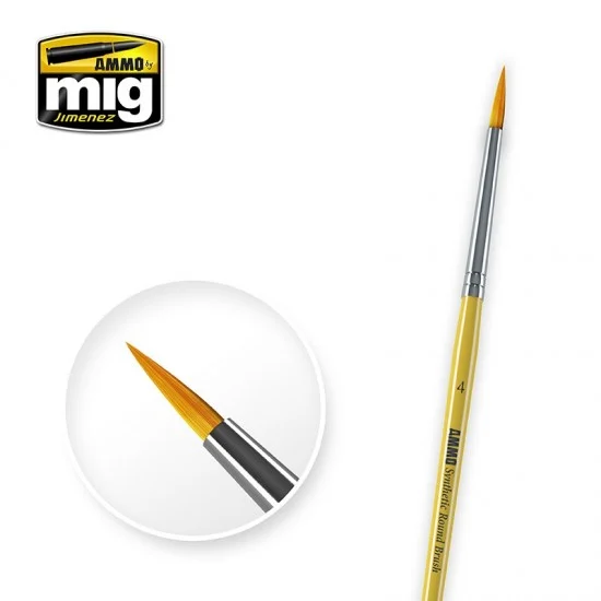 AMMO by Mig Jimenez 8615 Synthetic Round Brush Size 4 - Hobby & Model Paints