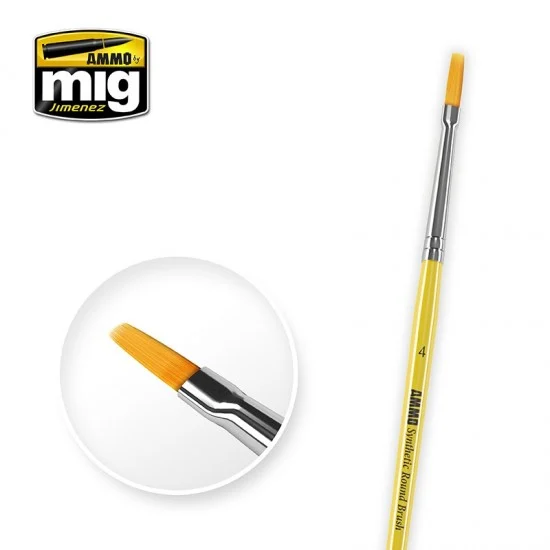 AMMO by Mig Jimenez 8620 Synthetic Flat Brush Size 4 - Hobby & Model Paints