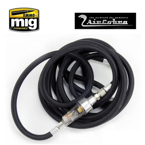AMMO by Mig Jimenez 8657 "Aircobra" Airbrush 3m Braided Air Hose w/Moisture Trap - Hobby & Model Paints