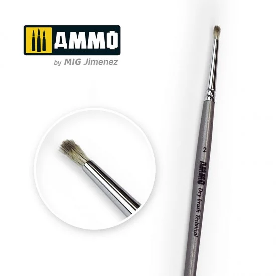 AMMO by Mig Jimenez 8700 2 AMMO Drybrush Technical Brush - Hobby & Model Paints