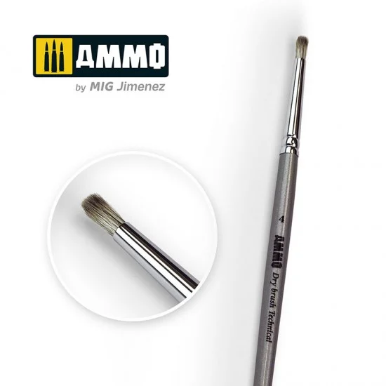 AMMO by Mig Jimenez 8701 4 AMMO Drybrush Technical Brush - Hobby & Model Paints