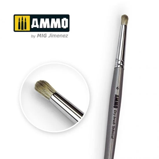 AMMO by Mig Jimenez 8702 6 AMMO Drybrush Technical Brush - Hobby & Model Paints