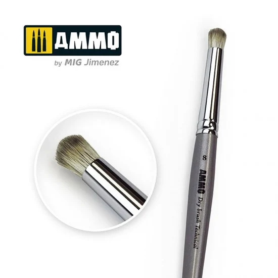 AMMO by Mig Jimenez 8703 8 AMMO Drybrush Technical Brush - Hobby & Model Paints