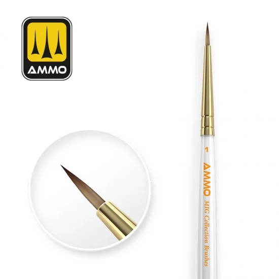 AMMO by Mig Jimenez 8717 AMMO MIG Collection Brush (conical dia. 1, Marta Kolinsky hair) - Hobby & Model Paints