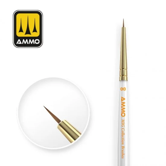 AMMO by Mig Jimenez 8719 AMMO MIG Collection Brush (conical dia. 00, Marta Kolinsky hair) - Hobby & Model Paints