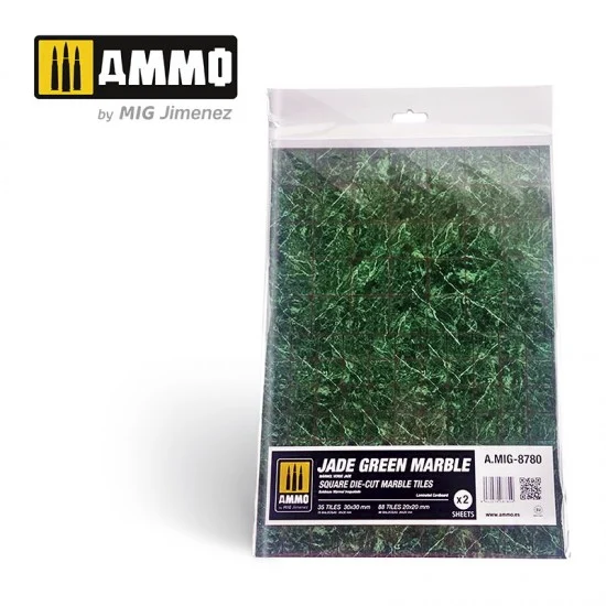 AMMO by Mig Jimenez 8780 Jade Green Square Die-cut Marble Tiles (2 Laminated Cardboards)
