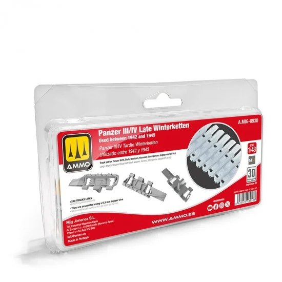AMMO by Mig Jimenez 8930 1/48 Panzer III/IV Late Winterketten Tracks Set, 1942-1945