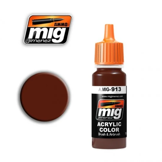 AMMO by Mig Jimenez 913 Acrylic Paint - Rotbraun Base (17ml)