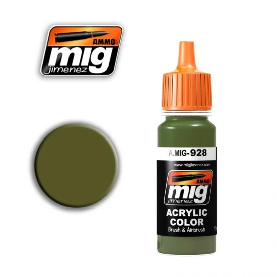 AMMO by Mig Jimenez 928 Acrylic Paint - Olive Drab High Lights (17ml)
