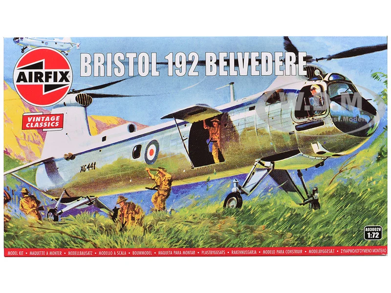 Level 2 Model Kit Bristol 192 Belvedere Helicopter with 2 Scheme Options 1/72 Plastic Model Kit by Airfix - Military Models