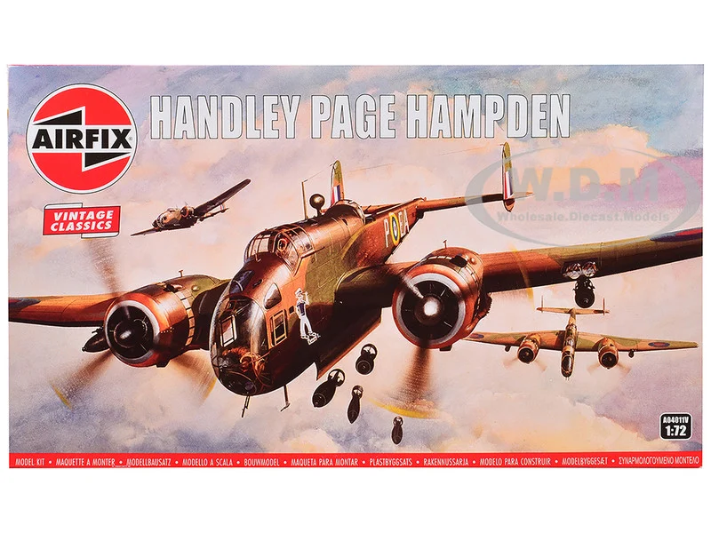 Level 2 Model Kit Handley Page Hampden Bomber Aircraft 1/72 Plastic Model Kit by Airfix - Military Models