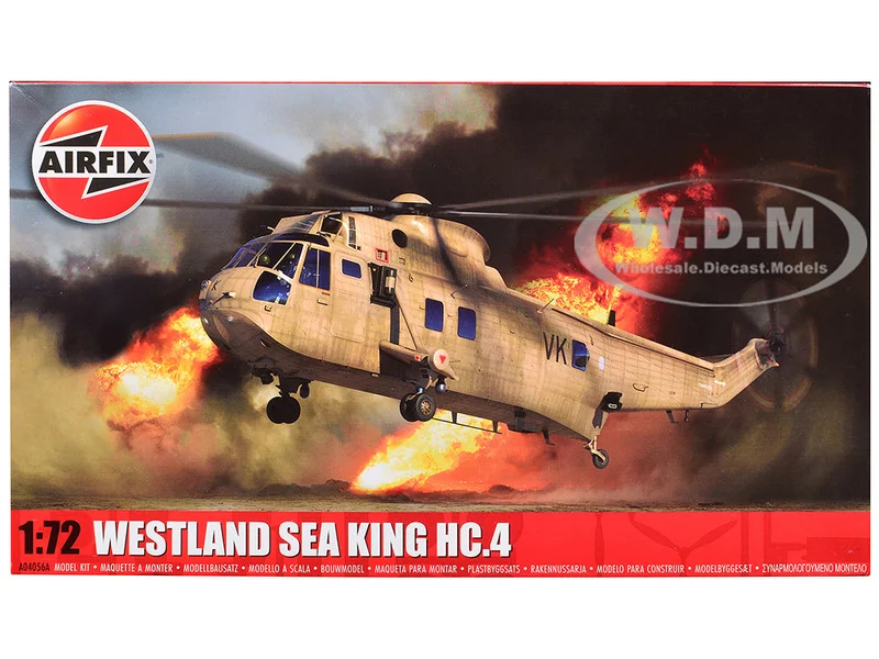 Level 3 Model Kit Westland Sea King HC.4 Helicopter with 2 Scheme Options 1/72 Plastic Model Kit by Airfix - Military Models