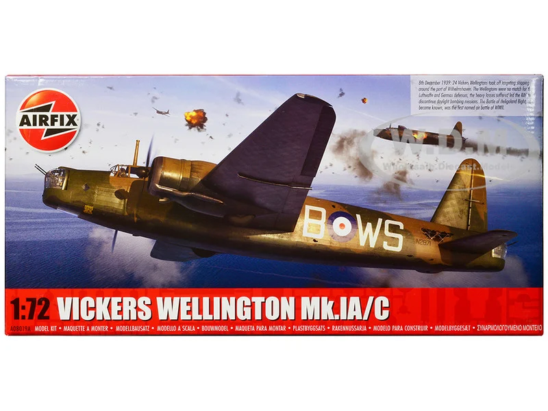 Level 3 Model Kit Vickers Wellington Mk.IA/C Bomber Aircraft with 2 Scheme Options 1/72 Plastic Model Kit by Airfix - Military Models