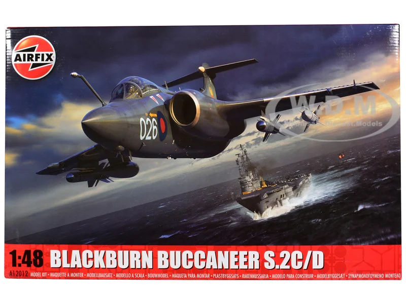 Level 4 Model Kit Blackburn Buccaneer S.2C/D Attack Aircraft with 4 Scheme Options 1/48 Plastic Model Kit by Airfix - Military Models