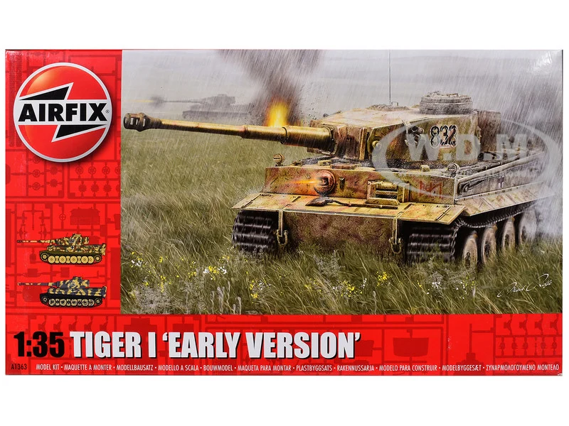 Level 3 Model Kit German Tiger I "Early Version" Tank with 2 Scheme Options 1/35 Plastic Model Kit by Airfix - Model Kits (To Built)