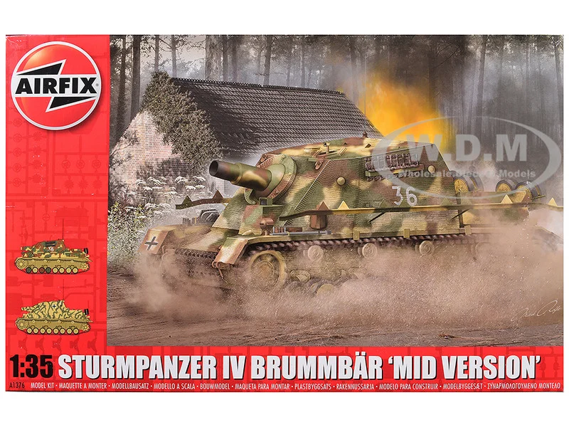 Level 3 Model Kit Sturmpanzer IV Brummbar "Mid Version" Tank with 2 Scheme Options 1/35 Plastic Model Kit by Airfix - Military Models