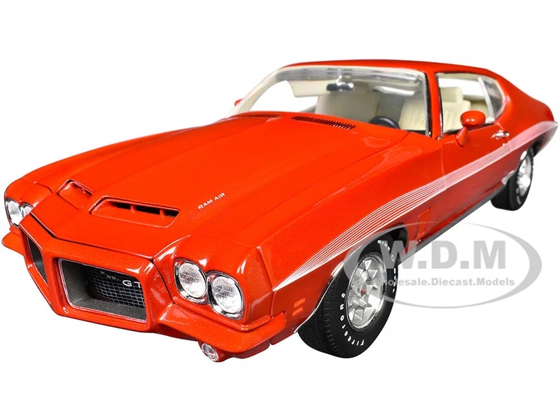 1972 Pontiac GTO LeMans Sundance Orange Metallic with GTO Stripes Limited Edition to 342 pieces Worldwide 1/18 Diecast Model Car by ACME - Pontiac Models
