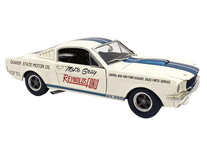 1965 Shelby GT350 "Reynolds Ford" White with Blue Stripes Limited Edition to 204 pieces Worldwide 1/18 Diecast Model Car by ACME - Shelby Models