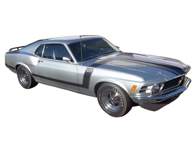 1970 Ford Mustang BOSS 302 "Special Order" Light Silver Metallic with Black Stripes Limited Edition to 302 pieces Worldwide 1/18 Diecast Model Car by ACME - Ford Models