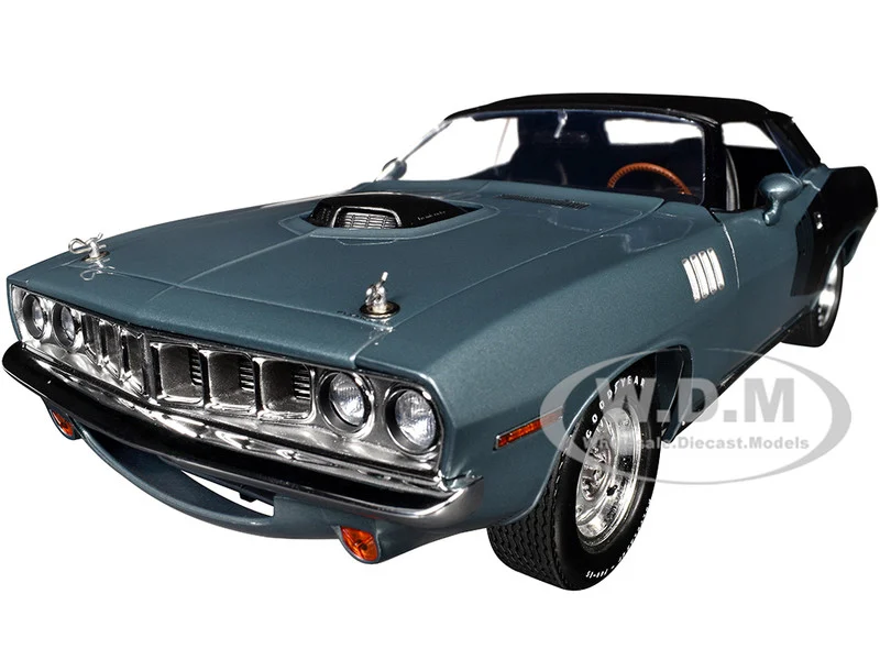 1971 Plymouth HEMI Cuda Convertible Winchester Gray with Black Soft Top Limited Edition to 354 pieces Worldwide 1/18 Diecast Model Car by ACME - Plymouth Models