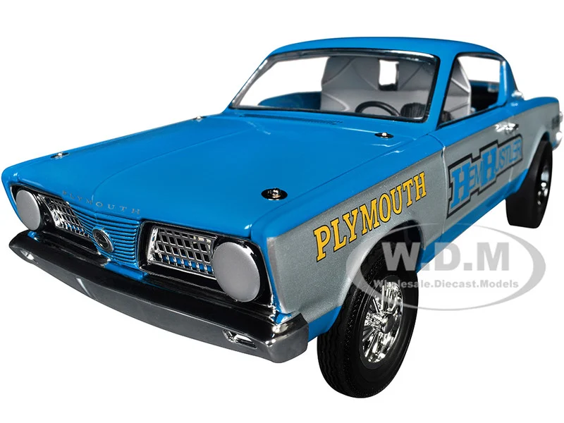 1966 Plymouth Barracuda "Hemi Hustler" Blue with White Stripes Limited Edition to 374 pieces Worldwide 1/18 Diecast Model Car by ACME - Plymouth Models