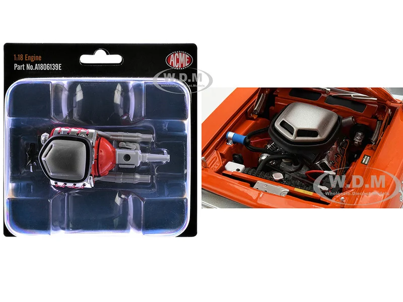 426 HEMI Engine and Transmission Replica from "1970 Plymouth HEMI Cuda" 1/18 Model by ACME - Accessories
