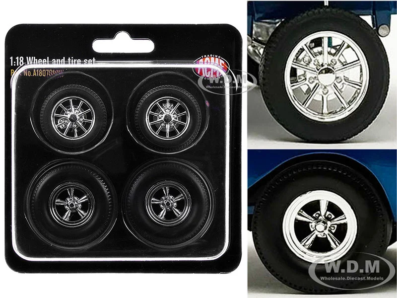 "Drag" Wheel and Tire Set of 4 pieces from "1957 Chevrolet 150 Gasser 'High Roller'" for 1/18 Scale Models by ACME - Chevrolet Models