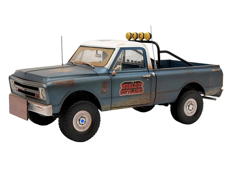 1967 Chevrolet K-10 Pickup Truck "World of Outlaws Push Truck" Blue (Rusted) with White Top Limited Edition to 378 pieces Worldwide 1/18 Diecast Model Car by ACME