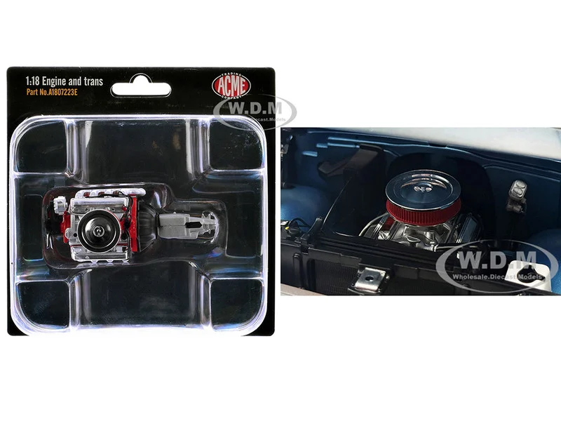 Small Block 350 Engine and Transmission Replica from "1967 Chevrolet K-10 Pickup Truck" 1/18 Model by ACME
