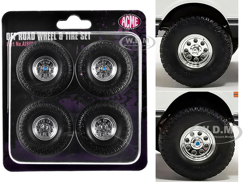 "Offroad" 35" Mag Wheel and Tire Set of 4 pieces from 1971 Chevrolet K5 Blazer for 1/18 Scale Models by ACME - Accessories