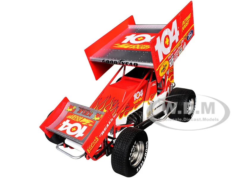 Winged Sprint Car #104+ Jeff Swindell "Octane Boost" Red with Graphics "National Sprint Car Hall of Fame" 1/18 Diecast Model Car by ACME - Winged Sprint Cars