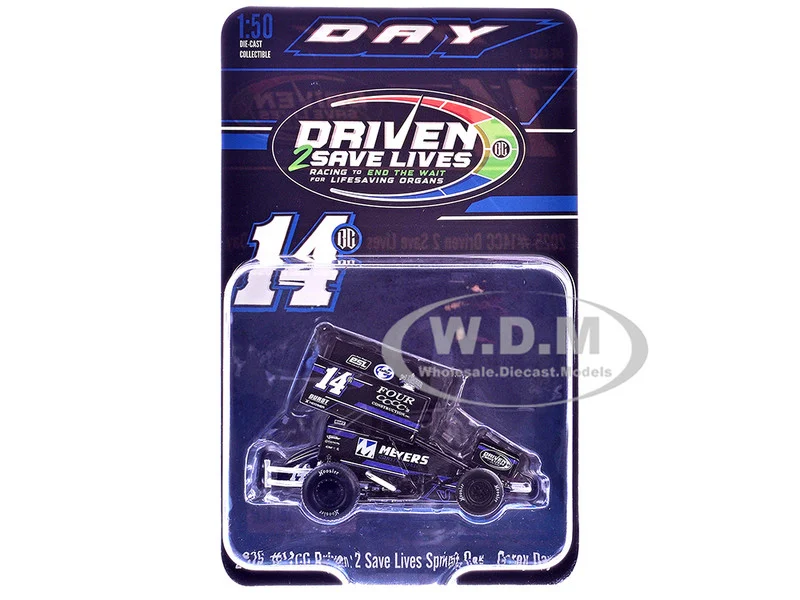 Winged Sprint Car #14CC Corey Day (Blue Version) "Driven 2 Save Lives" Jason Meyers Racing (2025) 1/50 Diecast Model Car by ACME - Winged Sprint Cars