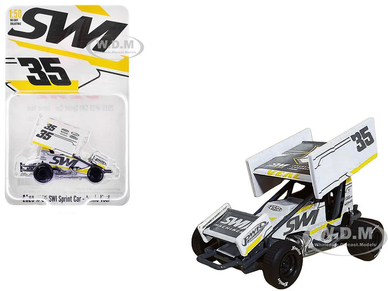 Winged Sprint Car #35 Jamie Veal "SWI Earthworks" White (2025) 1/50 Diecast Model Car by ACME - Winged Sprint Cars