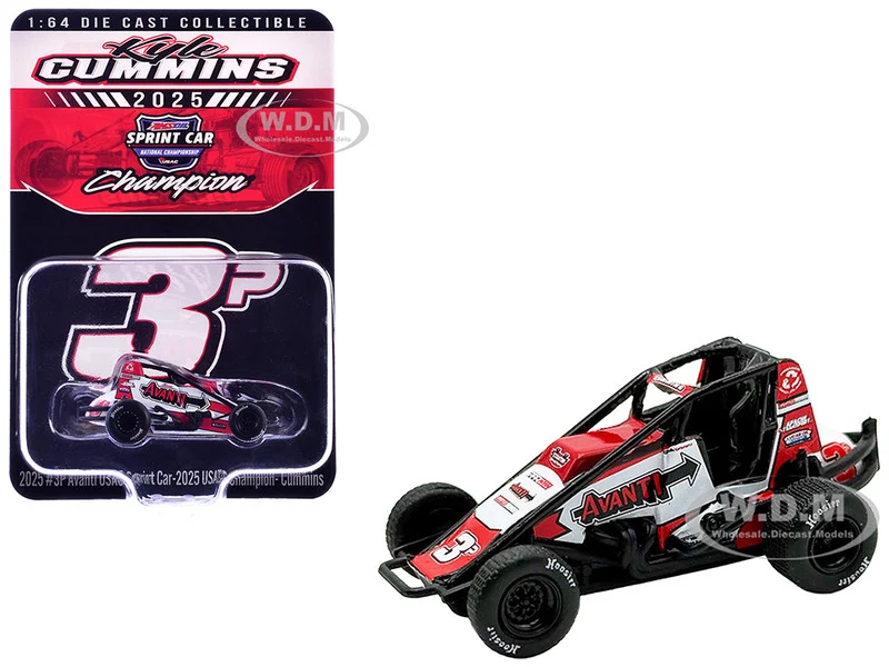 USAC Sprint Car #3P Kyle Cummins "Avanti" Champion "USAC Sprint Car National Championship" (2025) 1/64 Diecast Model Car by ACME - Winged Sprint Cars