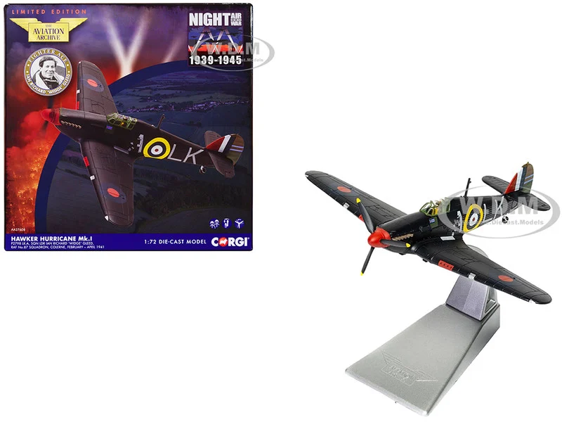 Hawker Hurricane Mk.I Fighter Aircraft "Sqn Ldr. Ian Richard 'Widge' Gleed, No.87 Sqn, Colerne" (1941) British Royal Air Force "The Aviation Archive" Series 1/72 Diecast Model by Corgi - Military Models