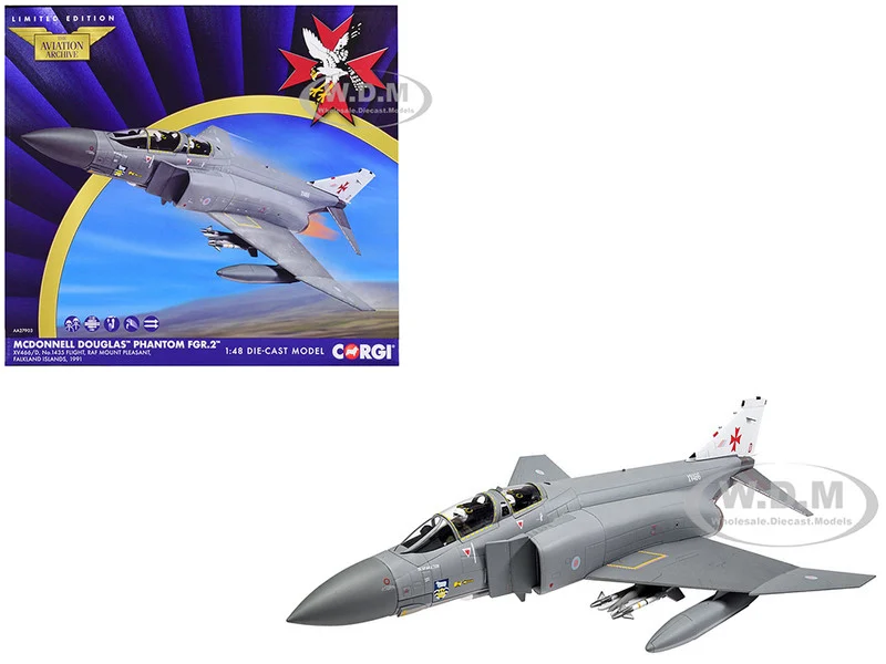 McDonnell Douglas Phantom FGR.2 Fighter Aircraft "#1435 Flight, RAF Mount Pleasant, Falkland Islands" (1991) Royal Air Force "The Aviation Archive" Series 1/48 Diecast Model by Corgi - Military Models