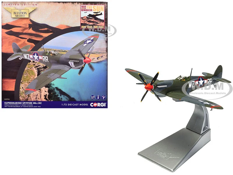 Supermarine Spitfire MkIXC Fighter Aircraft "Porky II, Lt Robert Connor, 309th Fighter Squadron, 31st Fighter Group" (1943) United States Army Air Forces "The Aviation Archive" Series 1/72 Diecast Model by Corgi - Military Models